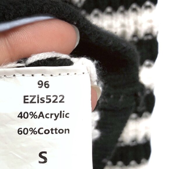 Lillusory White Black Striped V-neck Long Sleeve Sweater Top S - Picture 7 of 7